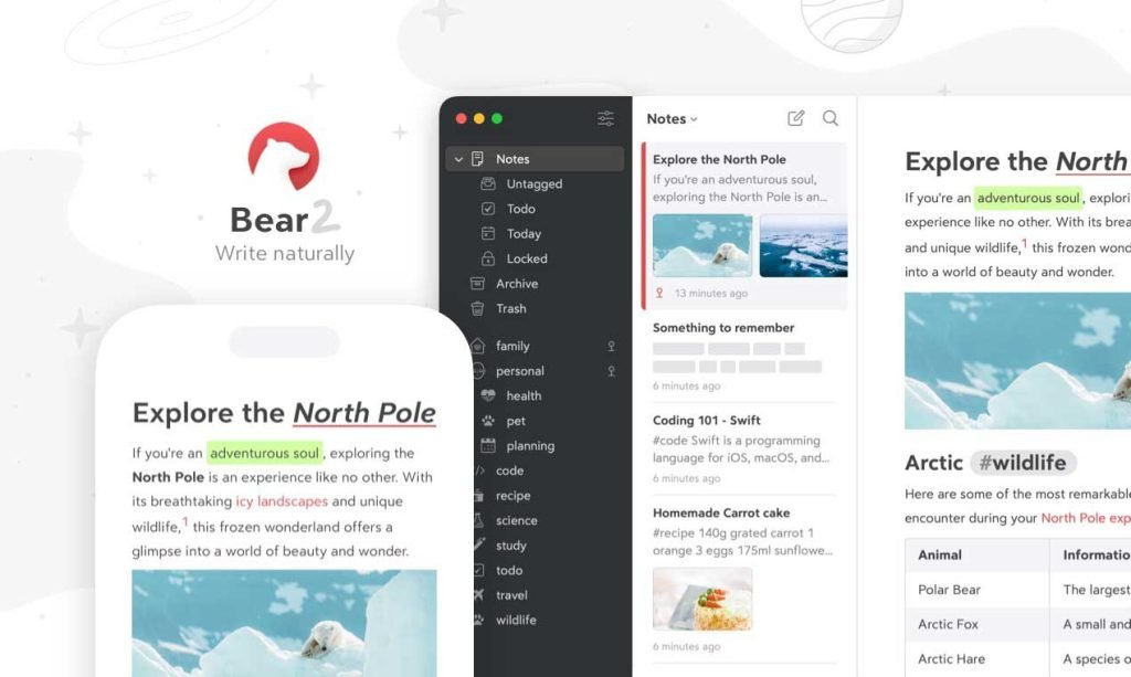 Bear App - ipad productivity apps